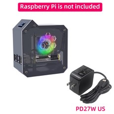 라즈베리 파이 5 ABS 미니 타워 케이스 구리 튜브 아이스 선풍기 PWM JST 4 핀 포트 RGB LED 0.96 인치, 01 Tower Case US