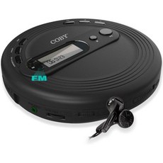 이어버드 포함 코비 휴대용 CD 플레이어 FM 라디오 MP3 스킵 프로텍션 경량 충격방지 음악 콤팩트 디스크 홈카 및 여행에 적합한 디스크맨, CD191ABK, 1개