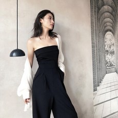 오리하우스 미네르바 미네르바 김희선점프수트 김희선멜빵바지 튜브 탑 점프 슈트 여성용 2020 여름 워드 숄더 세련된 얇고 높은 허리 섹시-12936