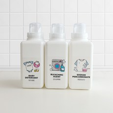 미디엄라이프 세제 소분 용기 리필 세제통 600ml + 라벨스티커, 과탄산소다, 1개