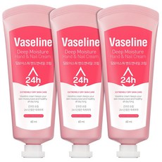 시투와이 바세린 24h 딥 모이스춰 핸드 앤 네일 휴대용 크림, 60ml, 3개