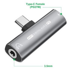 꼬다리DAC 오디오 휴대용 포터블DAC 2 인 1 USB C타입-USB C 이어폰 어댑터 헤드폰 DAC Aux 컨버터 32 비트 384kHz 디지털 디코더 PD27W 고속, [02] Grey - ifihipdac2