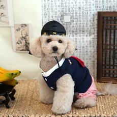 [도그러브]-패리스독-럭키보이 한복과 모자세트 숫강아지한복 강아지설빔 강아지한복, 그레이