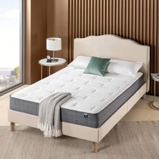 Zinus 지누스 쿨 터치 컴포트 젤 인퓨즈드 하이브리드 매트리스 퀸 화이트 Q1115119, Queen, 8 Inch, 8 Inch