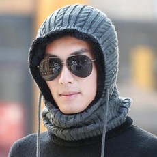 LIX950835포근코디 남성 넥워머 일체형 털모자 (그레이)