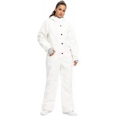 SNBOCON Women One ski suit 컬러풀한 점프수트 스노우보드 Snowsuits for Snow Sports (M White)