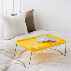 마켓비 ZAHN 베드 트레이 접이식 테이블 사각 쟁반 사이드 보조 캠핑, 화이트