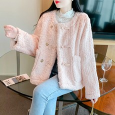 가을 겨울 빈티지 부클 스웨이드 코트 퍼 일체 쁘띠 키 숏 코트 상의