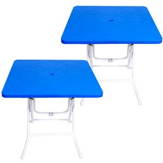 지오리빙 접이식 플라스틱 사각 야외 테이블 2개 편의점 포장마차, 블루