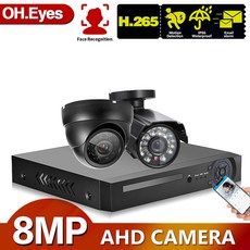영어 설명서 4K 8MP 8CH 보안 카메라 시스템 야외 야간 홈 모니터링 키트 및 CCTV 2/4/6/8 Bullet P2P 간이 리모컨 키트, 없다, 미국 플러그, 8채널 dvr 카메라 2개, 1개