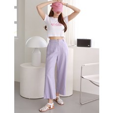 주크pt 허리뒷밴딩 린넨100 여름 와이드 8부 통바지 팬츠 3color