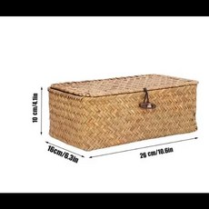 라탄바구니 뚜껑이 달린 선반 바구니 손으로 짠 씨그래스 보관함 위커 데스크탑 메이크업 정리함 다목적 용기 3 개 세트, [01] S