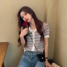 코코블랑 토리 자가드가디건