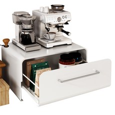 프리미엄 철제 서랍형 커피캡슐 보관함 영양제 정리함 케이스 커피머신 받침, 화이트 x 42x32x23cm, 화이트, 1개