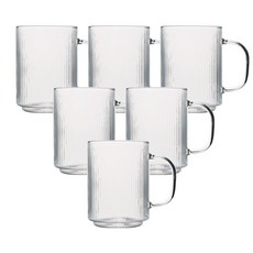 플리츠 DP 글라스 머그컵, 투명 390ml, 6개 투명 390ml, 6개
