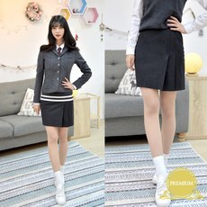 [교복몰] (교복사이즈) 차콜 왼쪽 3줄 조절치마 교복치마