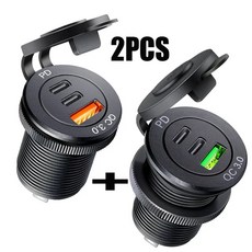 PD 타입 및 QC3.0 USB C 콘센트 방수 어댑터 포트 내장 자동차 소켓 충전기 마린 보트 모터용 전원 12V 24V, [02] 2PD1QC orange green, 02 2PD1QC orange green, 02 2PD1QC orange green, 02 2PD1QC orange green