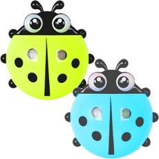 지엘스타 무당벌레 칫솔꽂이 칫솔통 칫솔걸이 흡착식1+1, 1개, 블루+그린