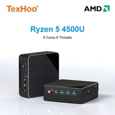 소형 PC휴대용 컴퓨터 TexHoo 미니 PC 데스크탑 Win 11 Pro AMD R7 4800H R5 4500U 6 코어 12 스레드 16 GB 32GB DDR4 512GB 1T, AMD Ryzen 5 4800H, 16G DDR4 512G NVMe, WIN11 Home