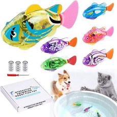 반려동물의 사냥 본능을 자극하는 고양이견용 인터랙티브 로봇 물고기 장난감6Pcs LED 조명으로 물속을 헤엄치는 활성화 수영 목욕 플라스틱 장난감 선물, 1개