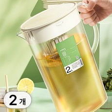 투데이리빙 1+1 2리터 티망 물병 2중 차거름망 냉장고 물통 보온 보냉 티팟 보틀 가정용 티백망 냉수병 보리차 음료 워터 포트, 2개, 2L, R98611M(베이지 2개, 2L, R98611M(베이지