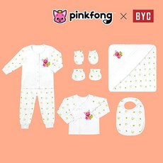 BYC 핑크퐁 부드러운 순면 신생아 6종 세트 백일선물 내복 PKP0005, 핑크, 1개
