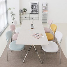 로페 세라믹테이블 1800 포세린 미드센츄리 모던 화이트 타원형 양면 식탁 테이블