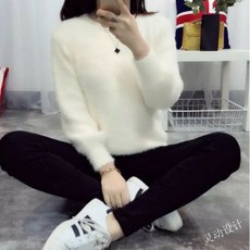 여성 앙고라 라운드 데일리 니트 스웨터