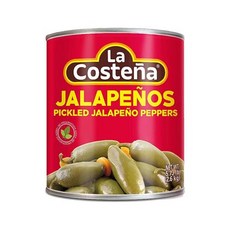 La Costeña 홀 절인 할라피뇨 고추 절인 그린 핫 할라피뇨 레스토랑 사이즈 26kg5파운드 캔 6팩, 2.6kg, 6개