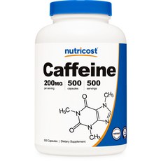 Nutricost 피로회복 카페인 200mg 500캡슐 1병, 500정, 1개