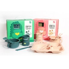 유아 어린이 아기 공룡 식기 세트, 1공룡식판세트-그린, 1개