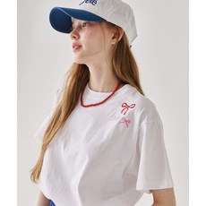 론론 RONRON 3 RIBBON BIC FIT T SHIRT WHITE