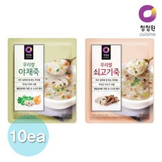 카시오마켓 청정원 우리쌀 야채죽60gx5개+쇠고기죽60gx5개, 단품, 60g, 5개