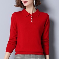 POLO 카라넥 양털 울셔츠 여성 겨울 가을 계절 스타일리쉬 짧은 타입 중년 엄마 이너