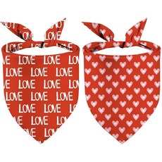 발렌타인 데이 강아지 반다나 I Love You 양면 2팩 홀리데이 강아지 반다나 레드 하트 XOXO 강아지 스카프 선물 03, Red2, 1개