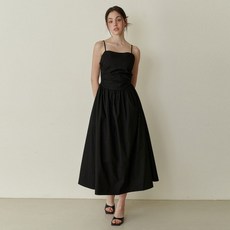카인더베이비 Pure semi shirring long dress - black