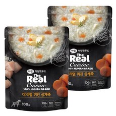 하림펫푸드 더리얼 퀴진 강아지 습식파우치, 삼계죽, 100g, 2개 - 하림펫푸드