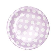 파티용 종이접시 도트라일락 6개 23Cm 생일 일회용, 단품