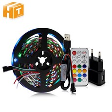 WS2812B USB LED 스트립 5 V 드림 컬러 세트 RGB 변경 가능한 LED 스트립 21KEY, US Plug 4M Set^+9300