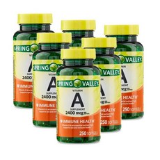 스프링밸리 비타민A 2400mcg 이뮨 헬스 소프트젤 Spring Valley Vitamin A, 6개, 250정
