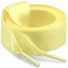 WEGOODZF 여성용 플랫 새틴 리본 신발끈 2cm 와이드 신발끈 [2 쌍] 09 노란빛이 도는