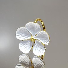 웨딩포 냅킨링 냅킨홀더 메탈 골드 하얀 꽃 Napkin Ring Metal Gold White Flower, 6개, White with Gold