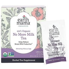 얼스마마 Earth Mama 수유중단 카페인 프리 노 모어 밀크 허브차 16티백 27.2g 4팩, 16개입, 4개