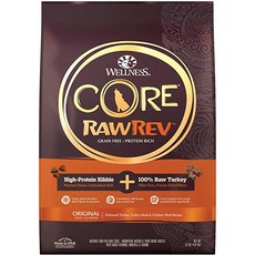 Wellness CORE RawRev Grain Free Adult Dry Dog Food Freeze Dried Meat Kibble Turkey 10 lb Bag, 1개