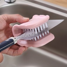 칼 가위 젓가락 안전 세척솔 주방 설거지 수세미, 1개, 핑크