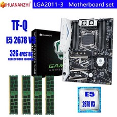 HUANANZHI TF LGA2011-3 마더보드 세트 Xeon E5 2678 V3 4PCs x 8GB = 32GB 1600MHz 12800R DDR3 ECC REG, 마더 보드 + CPU + RAM