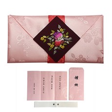 지극정성 손수 목단수예단보 현금예단봉투 1매, 석류수 살구 예단(신부님이 신랑댁으로)