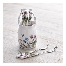 [골든벨금속] 야생화 주름수반(소)+도자기 티포크 5P, 상세 설명 참조