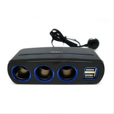 블루 LED 듀얼 USB 차량 3구 멀티소켓 차량용멀티탭 시거짹, 1개