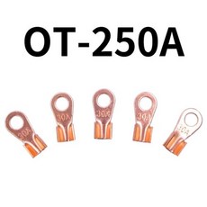 OT 타입 구리 와이어 터미널 베어 코 러그 크림프 오픈 마우스 네이 케이블 커넥터 스플라이스 3A 5A 10A 20A 30A 40A 50A 60A 80A 200A, 69) Red Copper - 250A - 50 PCS
